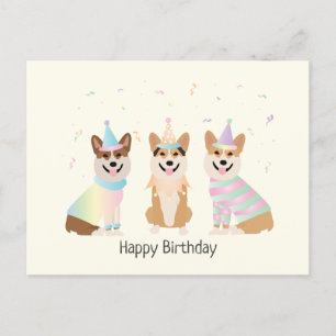 Carte Postale Joyeux Anniversaire Chiens Pembroke Welsh Corgi