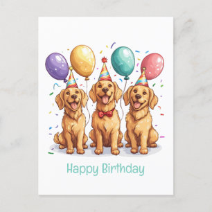 Carte Postale Joyeux Anniversaire Chiens Retriever Dore