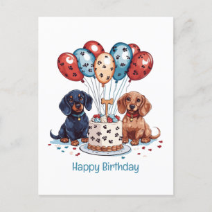 Carte Postale Joyeux Anniversaire Chiens Saucisses