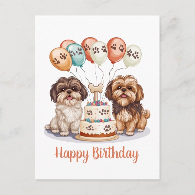 Carte Postale Joyeux anniversaire Chih Tzu Chiens Anniversaire G (Devant)