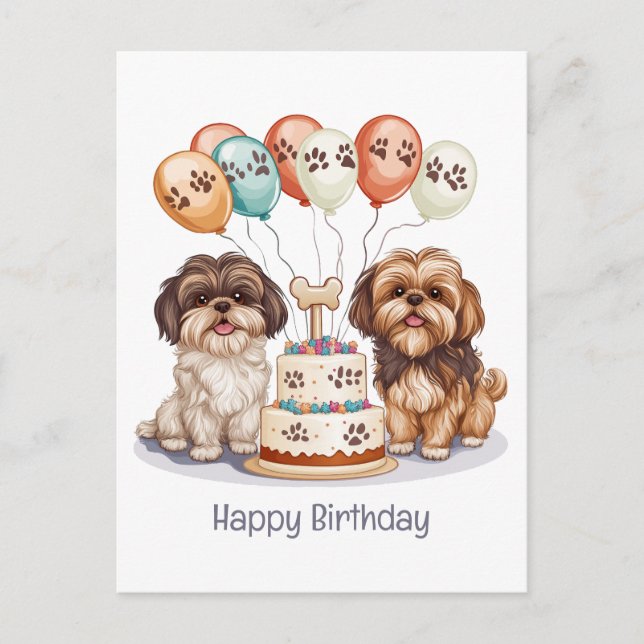 Carte Postale Joyeux anniversaire Chih Tzu Chiens Anniversaire G (Devant)