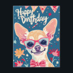 Carte Postale Joyeux anniversaire Chihuahua<br><div class="desc">Un mignon Chihuahua vous souhaite un joyeux anniversaire</div>