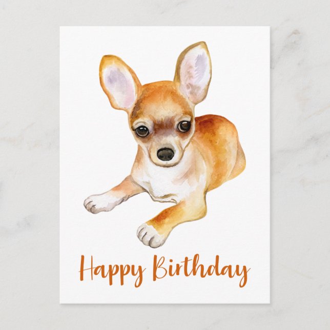 Carte Postale Joyeux Anniversaire Chihuahua Chien Chiot Chien Aq (Devant)