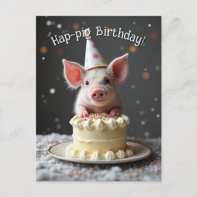 Carte Postale Joyeux anniversaire cochon (Devant)