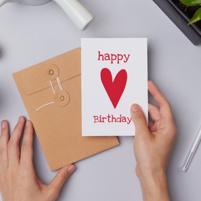 Carte Postale Joyeux anniversaire ! Coeur rouge (Créateur téléchargé)