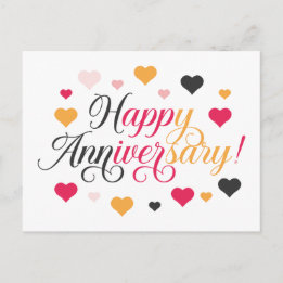 Carte Postale Joyeux Anniversaire Cœurs Colorés et Lumineux