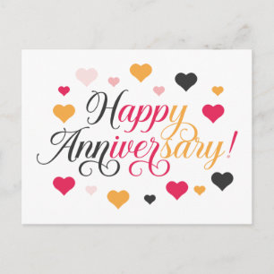 Carte Postale Joyeux Anniversaire Cœurs Vifs Couleurs Brillantes