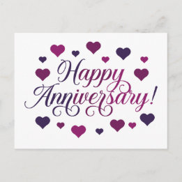 Carte Postale Joyeux Anniversaire Cœurs Violets Romantiques Élég