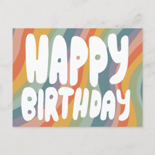 Carte Postale JOYEUX ANNIVERSAIRE Colorful Bulles Lettres PERSON