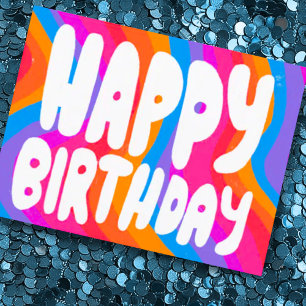 Carte Postale JOYEUX ANNIVERSAIRE Colorful Bulles Lettres PERSON