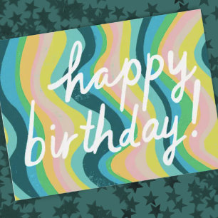 Carte Postale JOYEUX ANNIVERSAIRE Colorful Cool & Fun Stripes