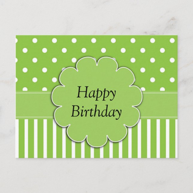 Carte Postale Joyeux Anniversaire - Conception chartreuse et bla (Devant)