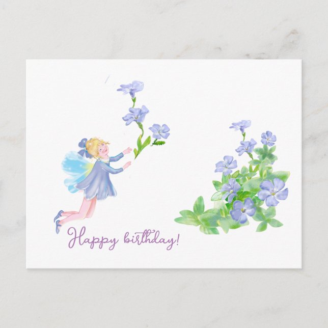 Carte Postale Joyeux anniversaire !  Conte de fées et fleurs (Devant)