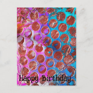 Carte Postale Joyeux Anniversaire Copper Points Abstraits