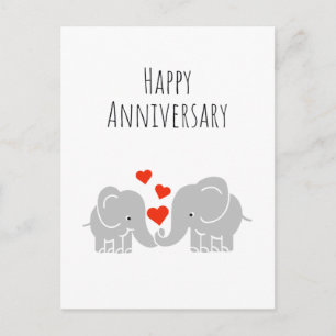 Carte Postale Joyeux Anniversaire - Couple Eléphant mignon
