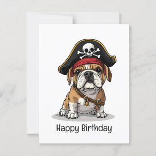Carte Postale Joyeux Anniversaire Crâne de Bouledogue Anglais Pi