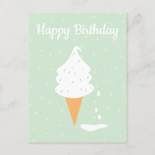 Carte Postale Joyeux Anniversaire Crème glacée Cone Saupoudrer P