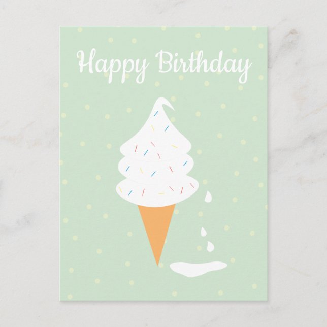 Carte Postale Joyeux Anniversaire Crème glacée Cone Saupoudrer P (Devant)