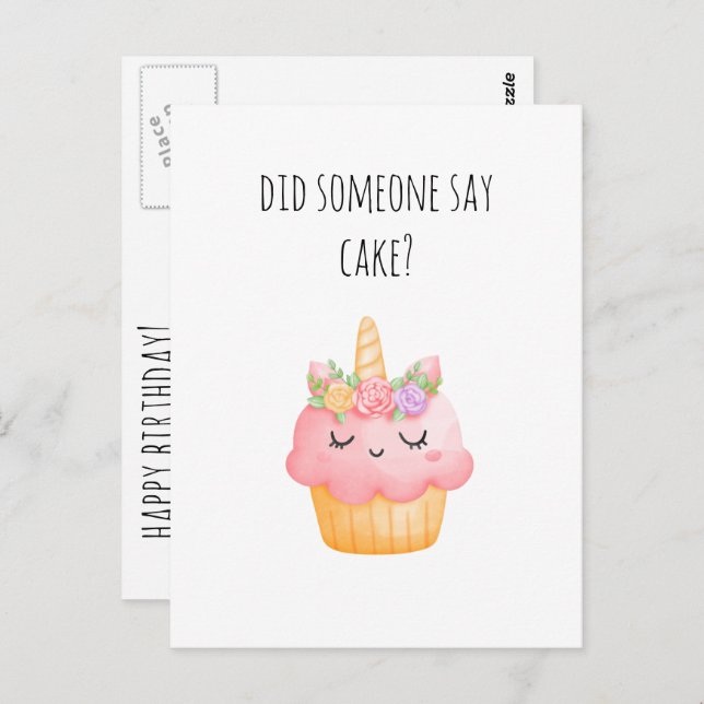 Carte Postale Joyeux Anniversaire Cupcake Mignonne (Devant / Derrière)