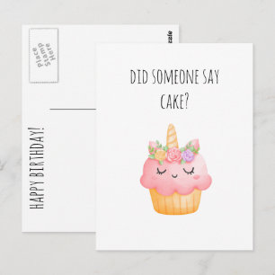 Carte Postale Joyeux Anniversaire Cupcake Mignonne Drôle