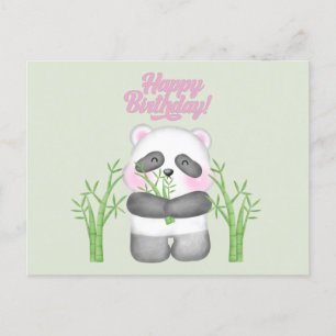 Carte Postale Joyeux Anniversaire Cute Panda Bear et Bambou