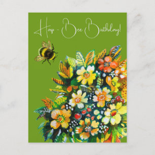 Carte Postale Joyeux anniversaire d'abeille
