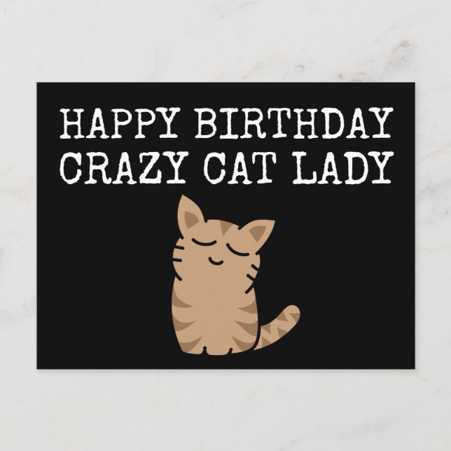 Carte Postale Joyeux Anniversaire Dame Folle de Chats (Devant)
