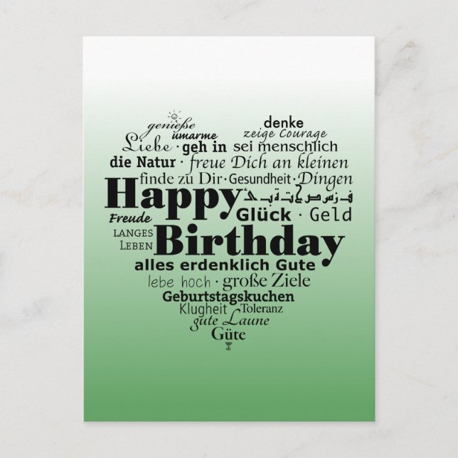 Carte Postale Joyeux anniversaire dans plusieurs langues (Devant)