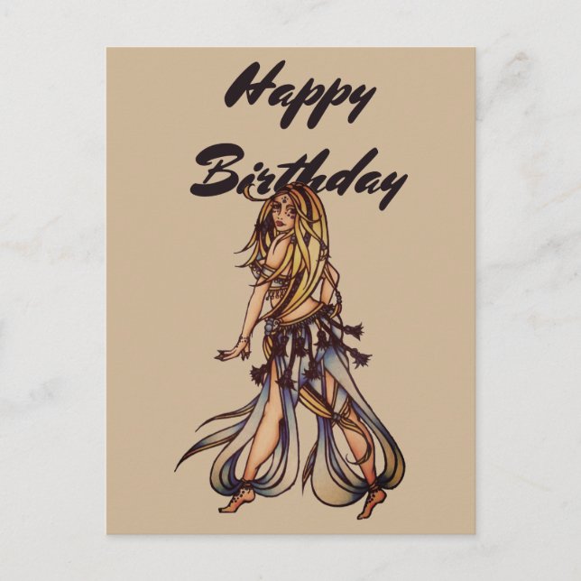 Carte Postale Joyeux Anniversaire Danseuse du Ventre  (Devant)