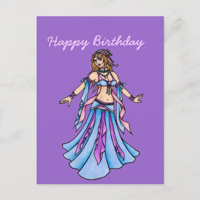Carte Postale Joyeux Anniversaire Danseuse du Ventre (Devant)