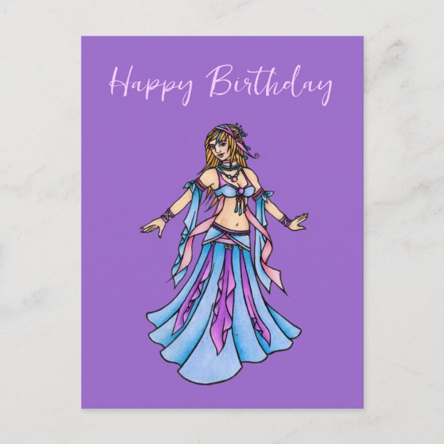 Carte Postale Joyeux Anniversaire Danseuse du Ventre (Devant)