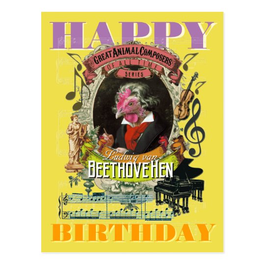 Carte Postale Joyeux Anniversaire De Beethovehen Beethoven Zazzle Fr