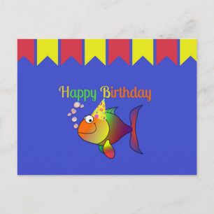 Carte Postale Joyeux Anniversaire de Bubbles le Poisson