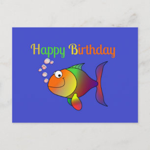 Carte Postale Joyeux Anniversaire de Bubbles le Poisson
