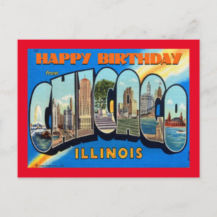 Carte Postale JOYEUX ANNIVERSAIRE DE CHICAGO VINTAGEPostcard