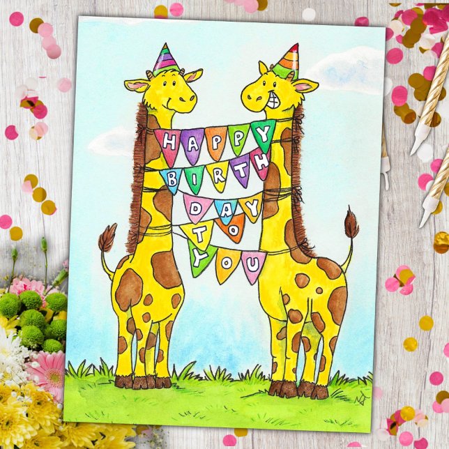 Carte Postale Joyeux anniversaire de Giraffes (Créateur téléchargé)