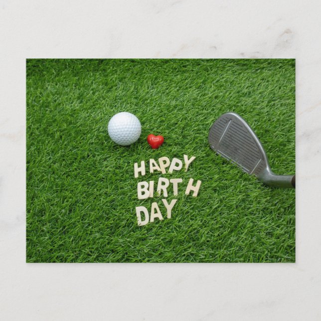 Carte Postale Joyeux anniversaire de golf avec amour et balle de (Devant)