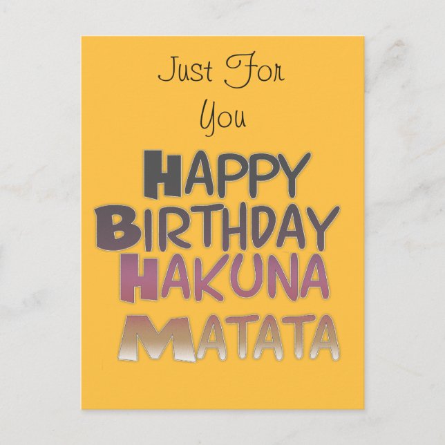 Carte Postale Joyeux anniversaire de Hakuna Matata Design (Devant)