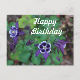 Carte Postale Joyeux Anniversaire de la Colonne violette Fleurs