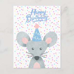Carte Postale Joyeux anniversaire de la fête de la souris Casque