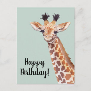 Carte Postale Joyeux anniversaire de la Giraffe mignonne