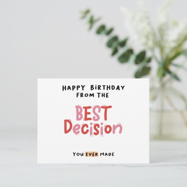 Carte Postale Joyeux Anniversaire De La Meilleure Décision Que V (Debout devant)