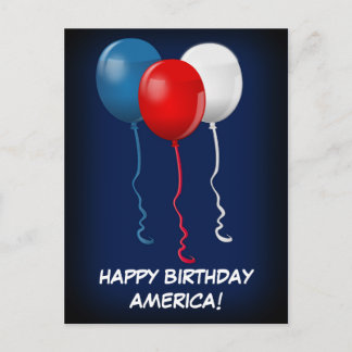 Carte Postale Joyeux anniversaire de l'Amérique (ballons)