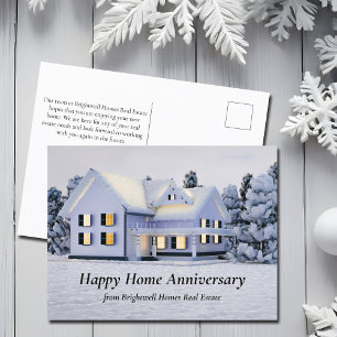 Carte Postale Joyeux Anniversaire de Maison Maison d'Hiver Neige