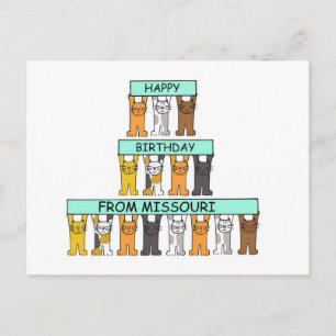Carte Postale Joyeux anniversaire de Missouri Cartoon Cats