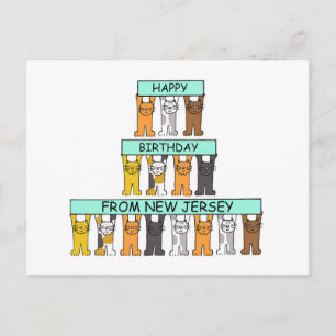 Carte Postale Joyeux anniversaire de New Jersey Cartoon Cats