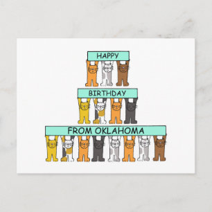 Carte Postale Joyeux anniversaire de Oklahoma Cartoon Cats