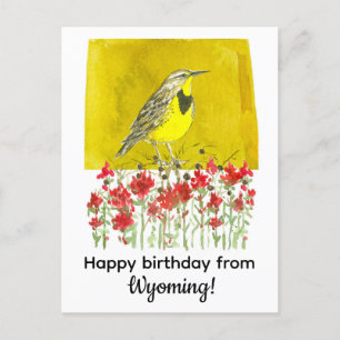 Carte Postale Joyeux Anniversaire de Wyoming Meadowlark Flowers