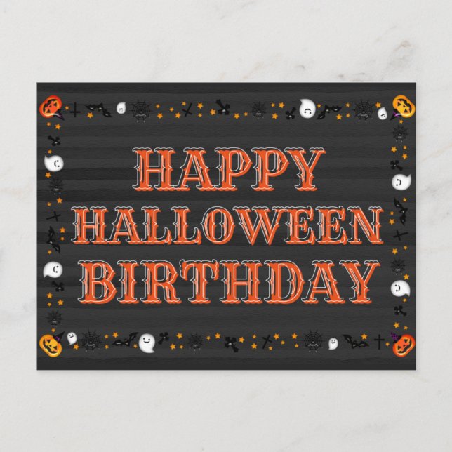 Carte Postale Joyeux anniversaire d'Halloween (Devant)