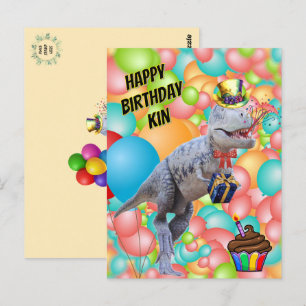 Carte Postale Joyeux Anniversaire Dinosaure! (Personnaliser le t